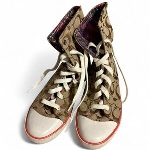 Coach Brown & Pink HighTop Sneakers Size 8
